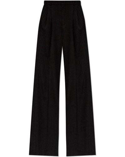 Saint Laurent Wide Leg Striped Trousers - Black