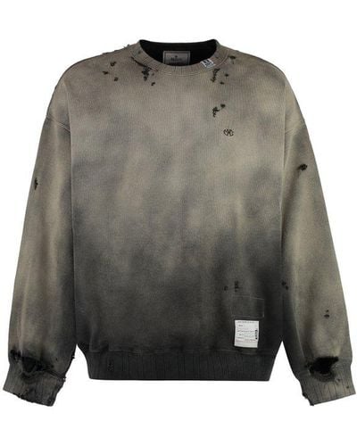 Maison Mihara Yasuhiro Faded-effect Distressed Crewneck Sweatshirt - Grey