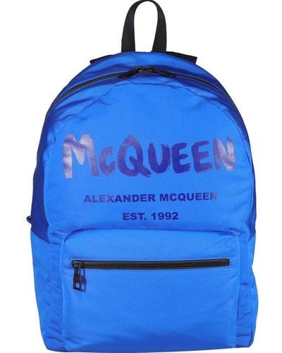Alexander McQueen Logo-print Zipped Backpack - Blue