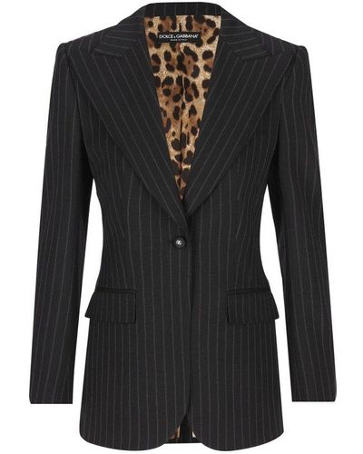 Dolce & Gabbana Single-breasted Striped Blazer - Black