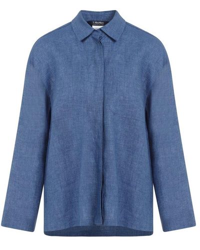Max Mara Buttoned Long-sleeved Top - Blue