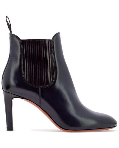Santoni Leather Ankle Boot With Elastic Bands - Blue