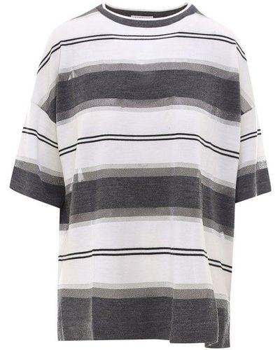 Brunello Cucinelli Striped Knitted Top - Gray
