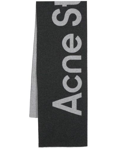 Acne Studios Logo Wool Scarf - Black