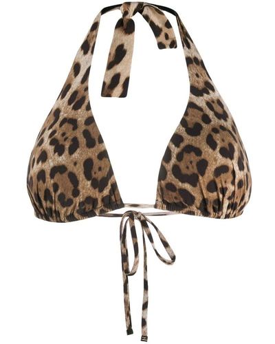 Dolce & Gabbana Leopard-print Halterneck Bikini Top - Multicolour
