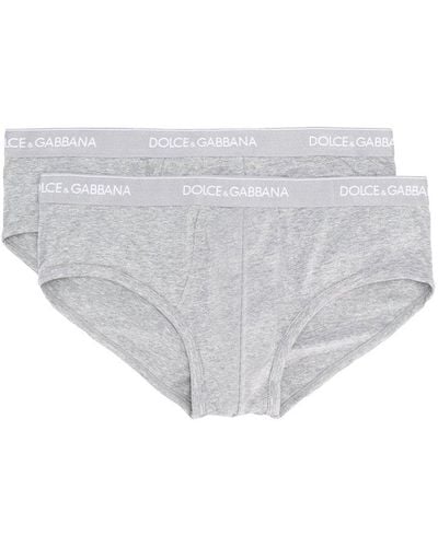 Dolce & Gabbana Logo Waist Two Pack Of Briefs - Grey