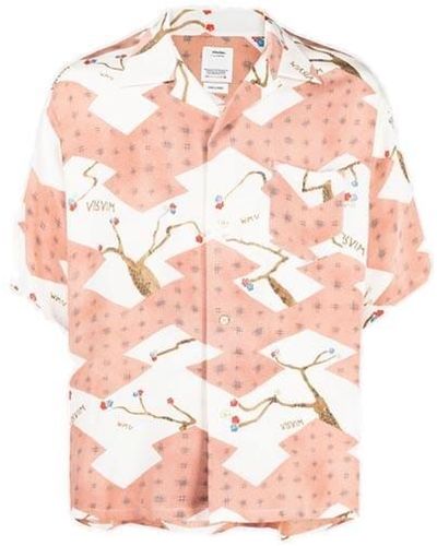 Visvim Crosby Graphic-printed Short-sleeved Shirt - Pink