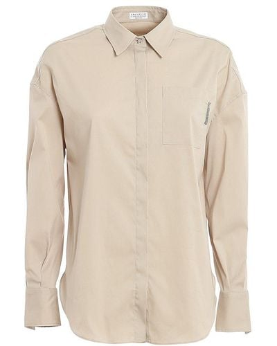 Brunello Cucinelli Long Sleeved Buttoned Shirt - Natural