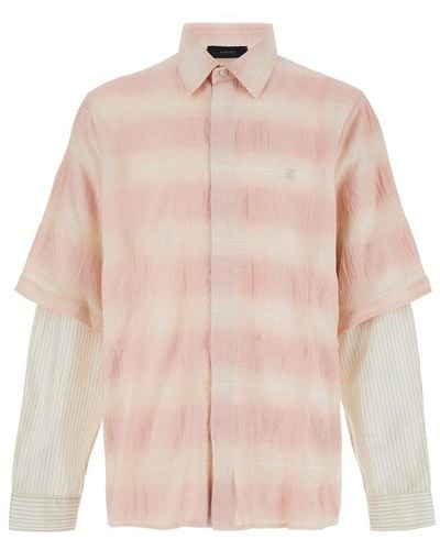 Amiri Checked Double-sleeved Shirt - Pink