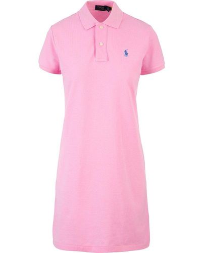 Polo Ralph Lauren Logo Embroidered Polo Dress - Pink