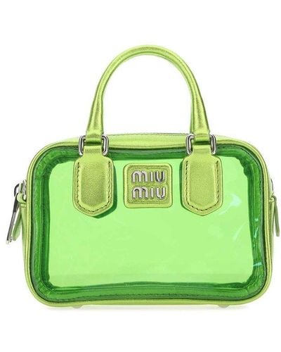 Miu Miu Logo Patch Mini Tote Bag - Green