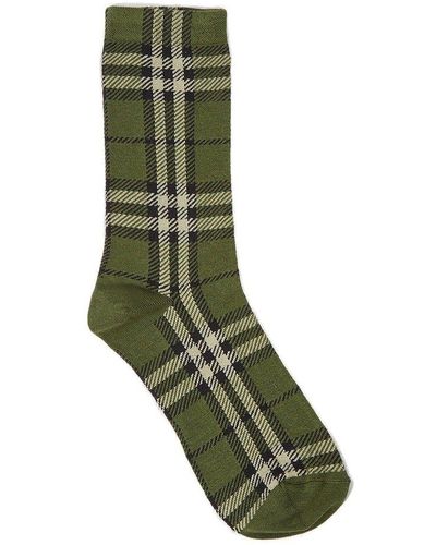 Burberry Check Pattern Ribbed Socks - Green