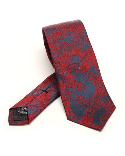 Vivienne Westwood Orb-jacquard Pointed-tip Tie - Red