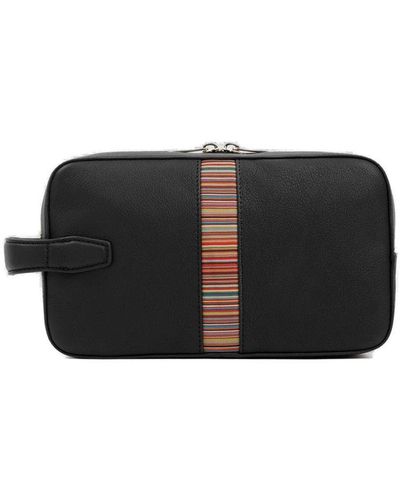 Paul Smith Stripe Detailed Zipped Washbag - Black
