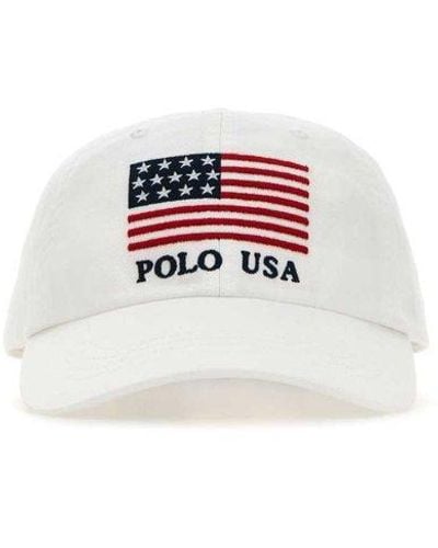 Polo Ralph Lauren Flag Embroidered Baseball Cap - White