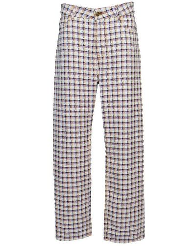 Etro Check-jacquard Mid-rise Wide-leg Trousers - Grey