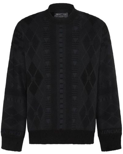 Balenciaga Dark Cotton Knitwear - Black