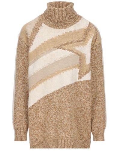 Loro Piana Roll-neck Knitted Jumper - Natural