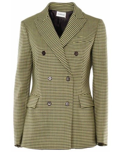 P.A.R.O.S.H. Double Breasted Houndstooth Blazer - Green