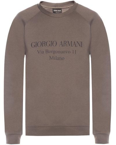 Giorgio Armani Sweatshirt With Logo - Brown