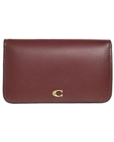 COACH Leather Wallet With Logo - Red