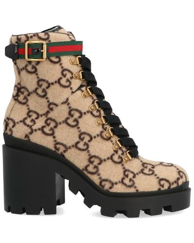 Gucci GG Wool Ankle Boot - Brown