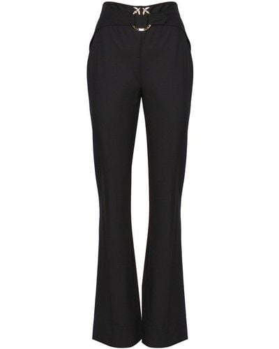 Pinko Trousers With Piercing Belt - Black