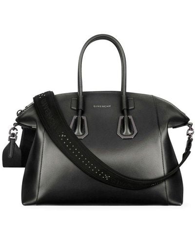Givenchy Small Antigona Sport Bag In Leather With Metallic Details - Black