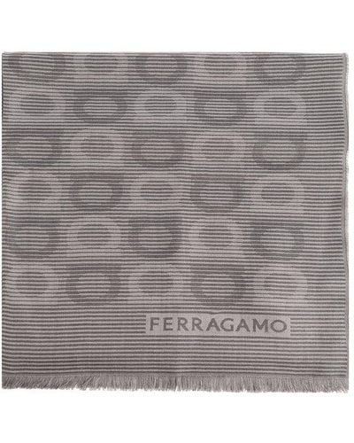 Ferragamo Pinstriped Scarf, - Grey