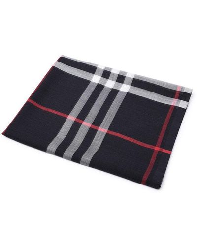 Burberry Lightweight Checked Scarf - Blue