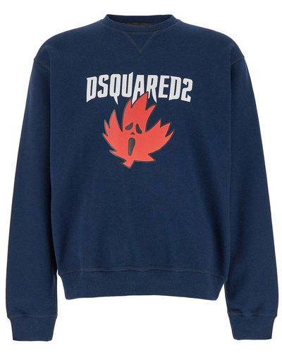 DSquared² Crewneck Sweatshirt With Screaming Maple - Blue