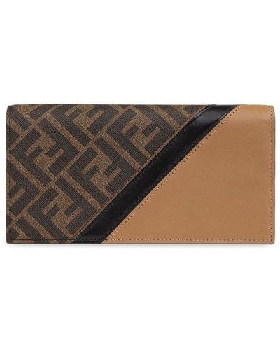 Fendi Wallet With Logo, - Brown