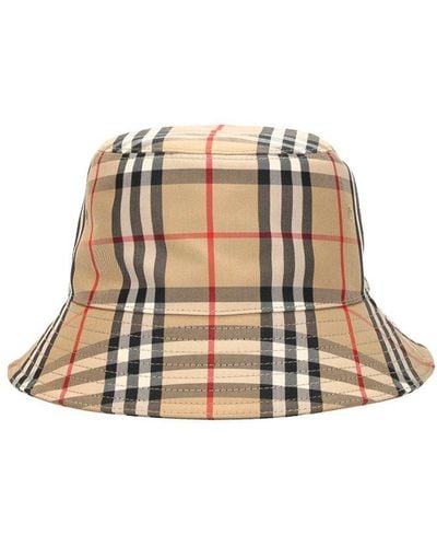 Burberry Check Bucket Hat - Natural