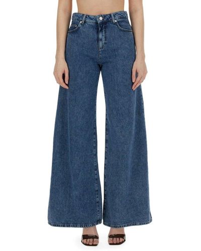 Moschino Jeans Logo Patch Wide-leg Jeans - Blue
