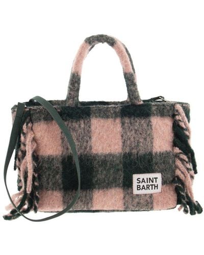 Mc2 Saint Barth Tartan Bag With Fringes - Black