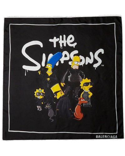 Balenciaga X The Simpsons Artwork Scarf - Black