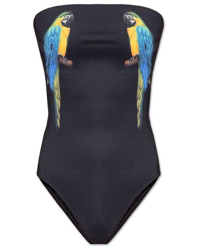 Saint Laurent Animal-printed One Piece Swimsuit - Blue