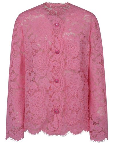 Dolce & Gabbana Single-breasted Lace Jacket - Pink