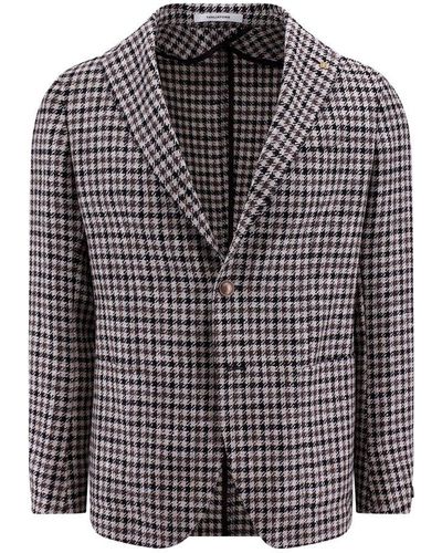 Tagliatore Houndstooth Patterned Single-breasted Blazer - Black