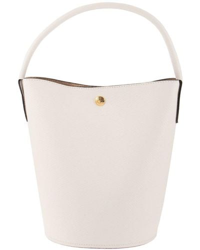 Longchamp Epure - Leather Bucket Bag - White