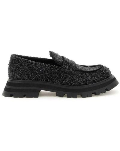 Alexander McQueen Embellished Slip-on Chunky Loafers - Black