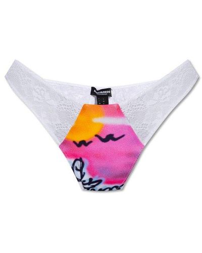 DSquared² Panelled Lace Thongs - Pink