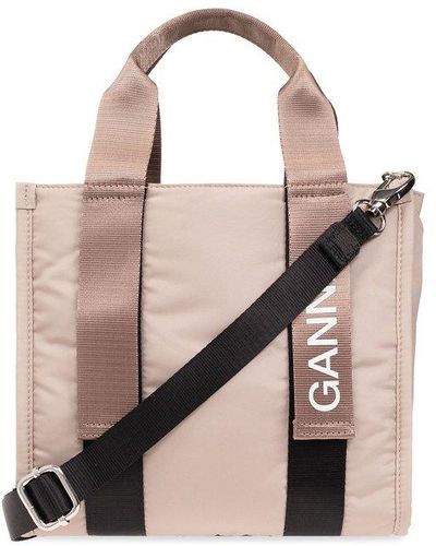 Ganni Shoulder Bag With Logo, - Pink