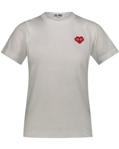 COMME DES GARÇONS PLAY T-shirt With Red Pixelated Heart Clothing - Grey