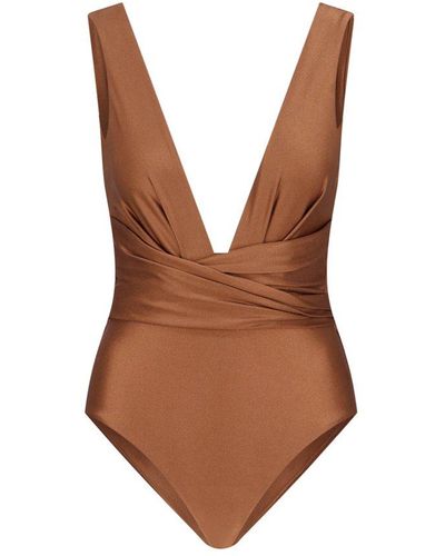 Zimmermann Raie Wrap One-piece Swimsuit - Brown