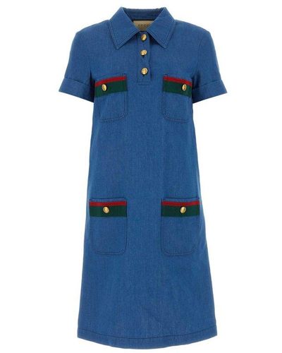 Gucci Raffia Denim Dress - Blue