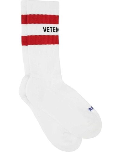 Vetements White Stretch Cotton Blend Socks