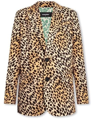 DSquared² Blazer With Animal Motif - Natural