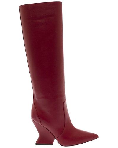 Alberta Ferretti Pointed-toe Knee High Boots - Red