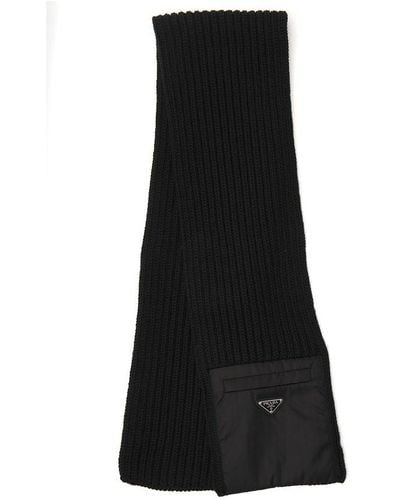 Prada Pocket Knitted Scarf - Black